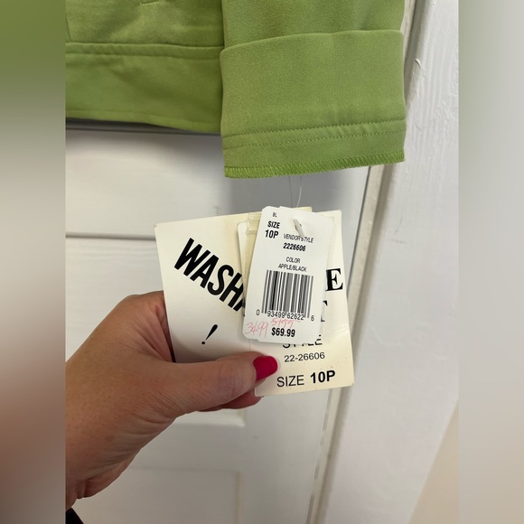 NWT Sag Harbor Lime Green/Black trim Jacket Size Petite 10 with sleeveless top - Picture 3 of 12